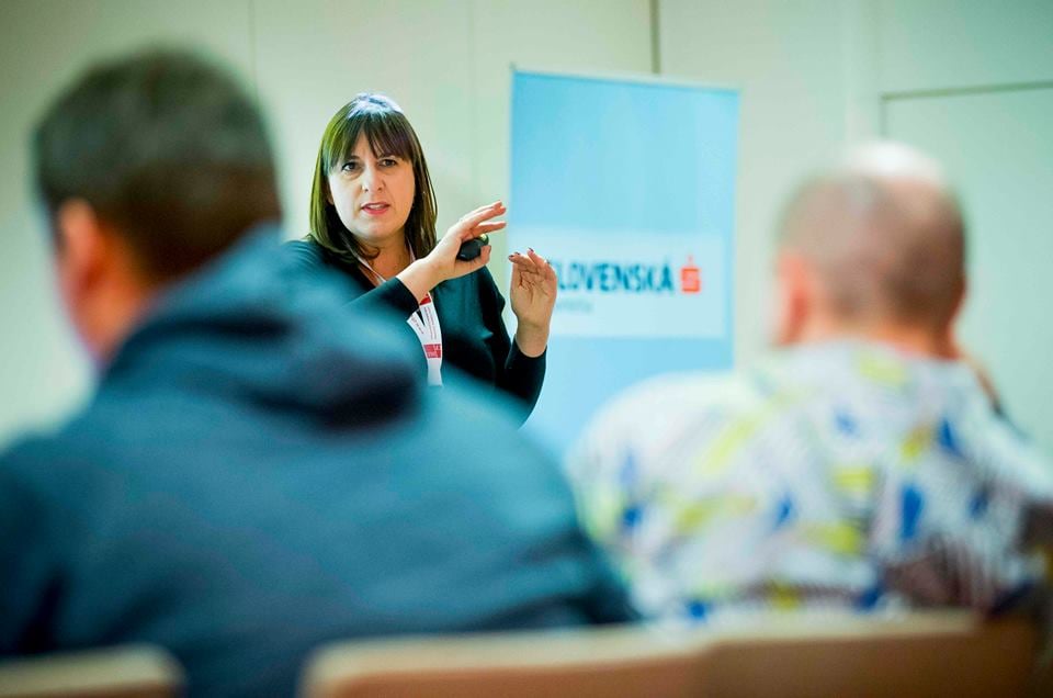Lucy v roce 2017 přivezla inovace na CEE fundraisingovou konferenci do Bratislavy. Foto: Slovenské centrum fundraisingu